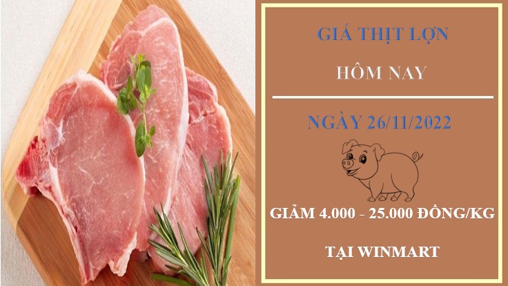 Giá thịt heo hôm nay 26/11/2022: Giảm từ 4.000 - 25.000 đồng/kg tại WinMart