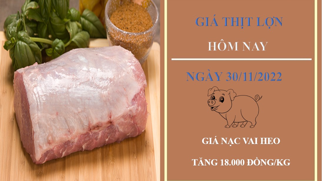Giá thịt heo hôm nay 30/11/2022: Giá nạc vai heo tại WinMart tăng 18.000 đồng/kg